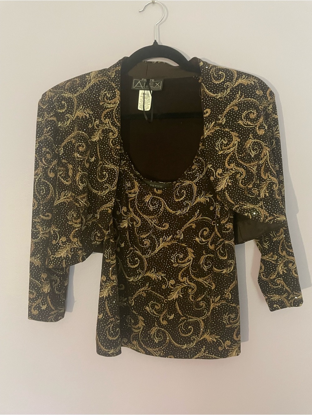 Alex Evenings 3-Piece Skirt Set in Brown size Petite Large w/ Bolero y2k Formal - Picture 4 of 10